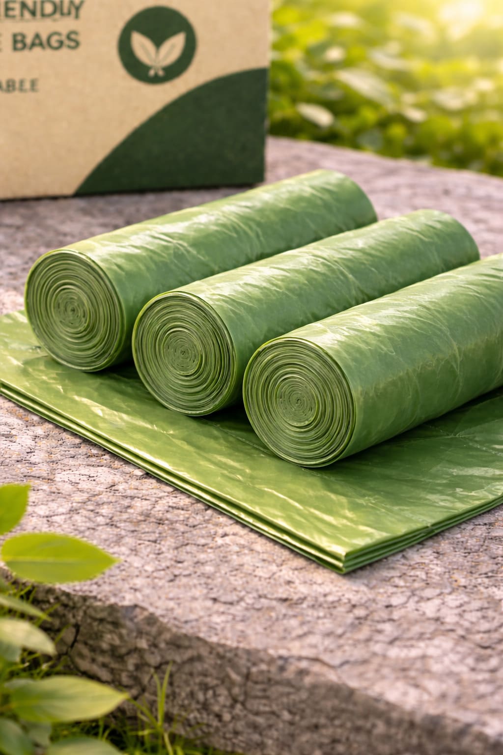 Coreless roll pet poop bags made with eco-friendly bio-based materials