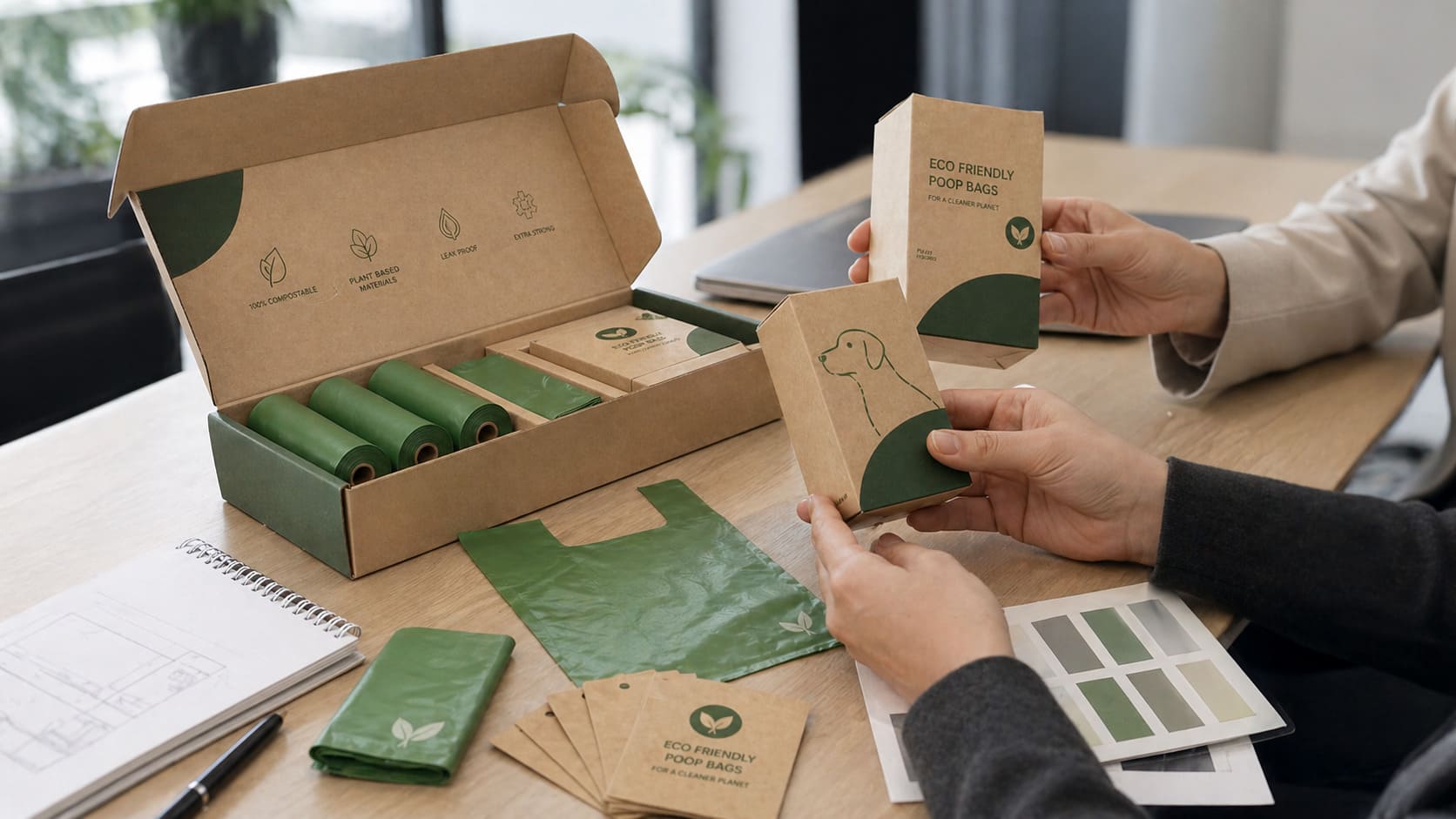 Compostable dog waste bags for outdoor use - eco-friendly pet poop bags made from plant-based materials