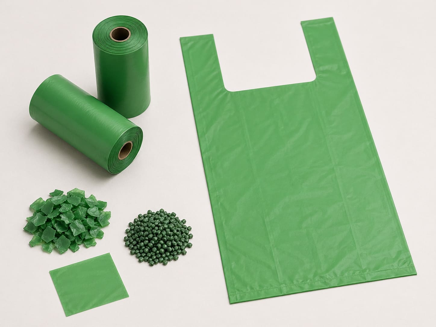 Recycled plastic dog poop bags made from eco-friendly recycled plastic material