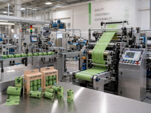 Dog poop bag production line for private label projects and finished roll inspection
