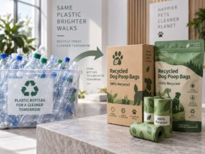 Recycled dog poop bags made from recycled plastic for private label projects